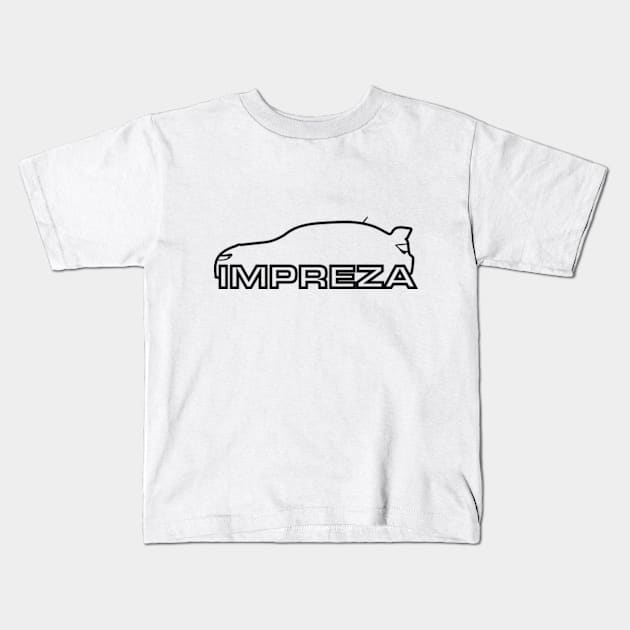 Subaru Impreza Car Outline big font Kids T-Shirt by mufflebox